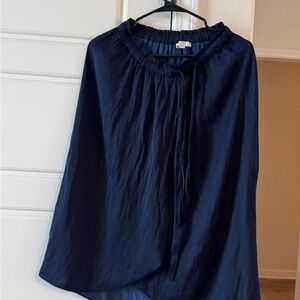 LOFT Navy A-Line Maxi Skirt with Drawstring Waist